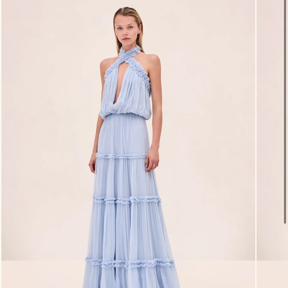 Alexis Pale Blue Halter Maxi Dress
